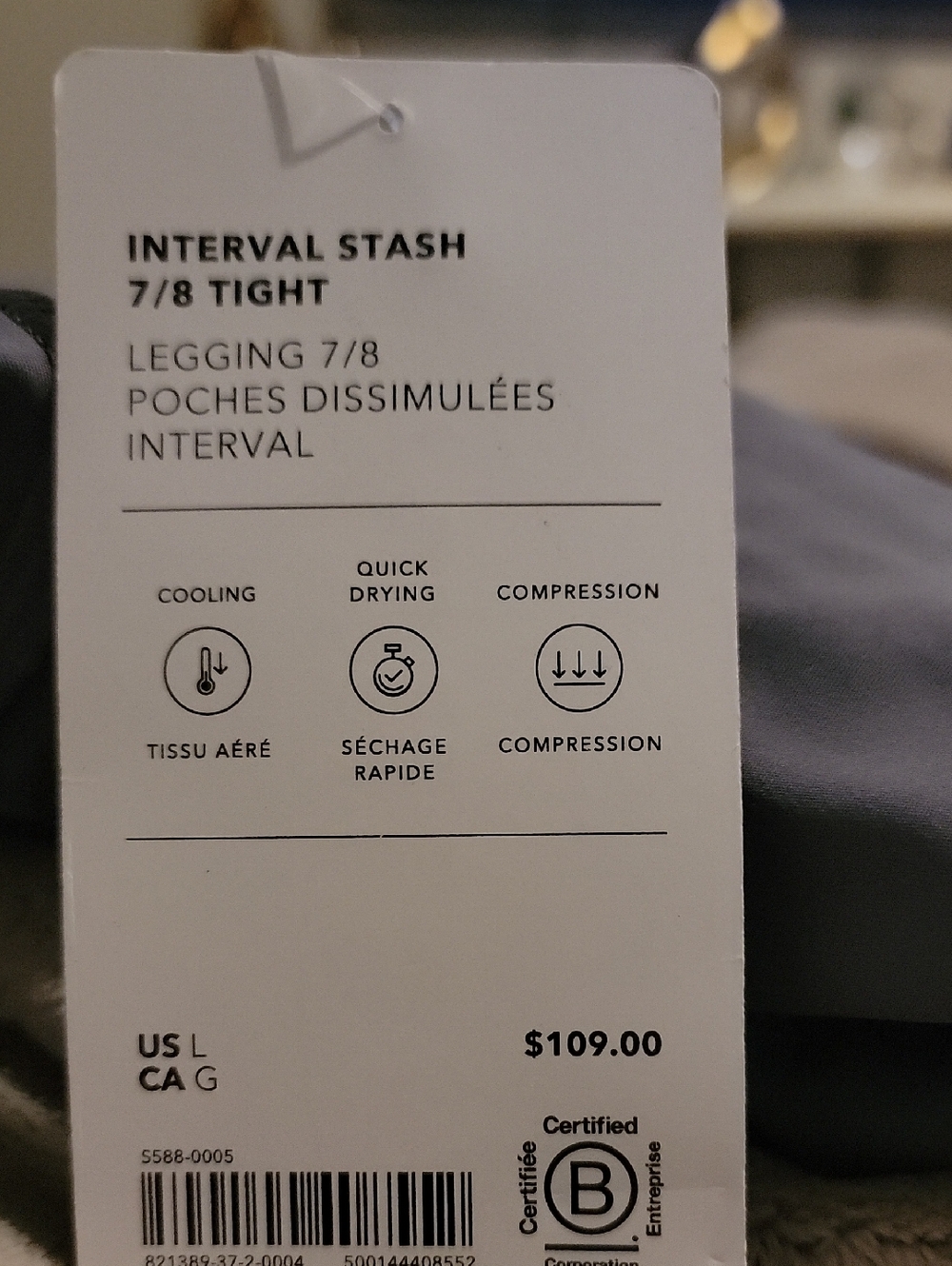 Athleta High-Rise Slate Grey Interval Stash 7/8 Tight Performance Leggings - Picture 7 of 7